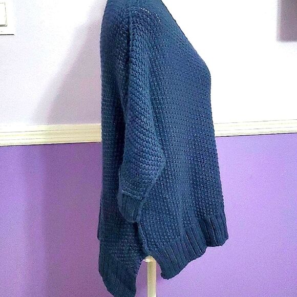 American Eagle Blue Gray Boho Lagenlook Oversized Beachy Open Knit Sweater - Picture 3 of 11